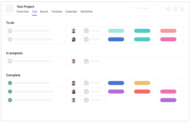 asana dashboard view